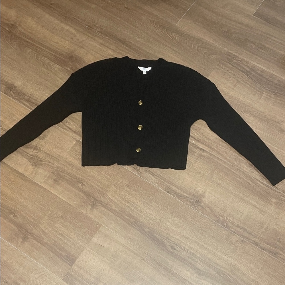 Time and Tru Black Cardigan with Gold Buttons